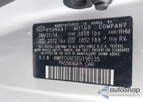 2014 Hyundai Veloster Turbo W/Black from USA, damaged, VIN KMHTC6AE5EU198135